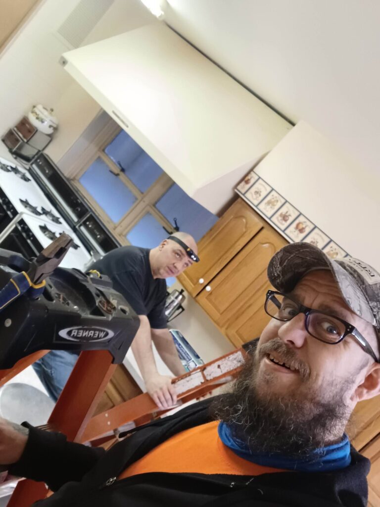 Jason and Dustin working in a nursing facility.